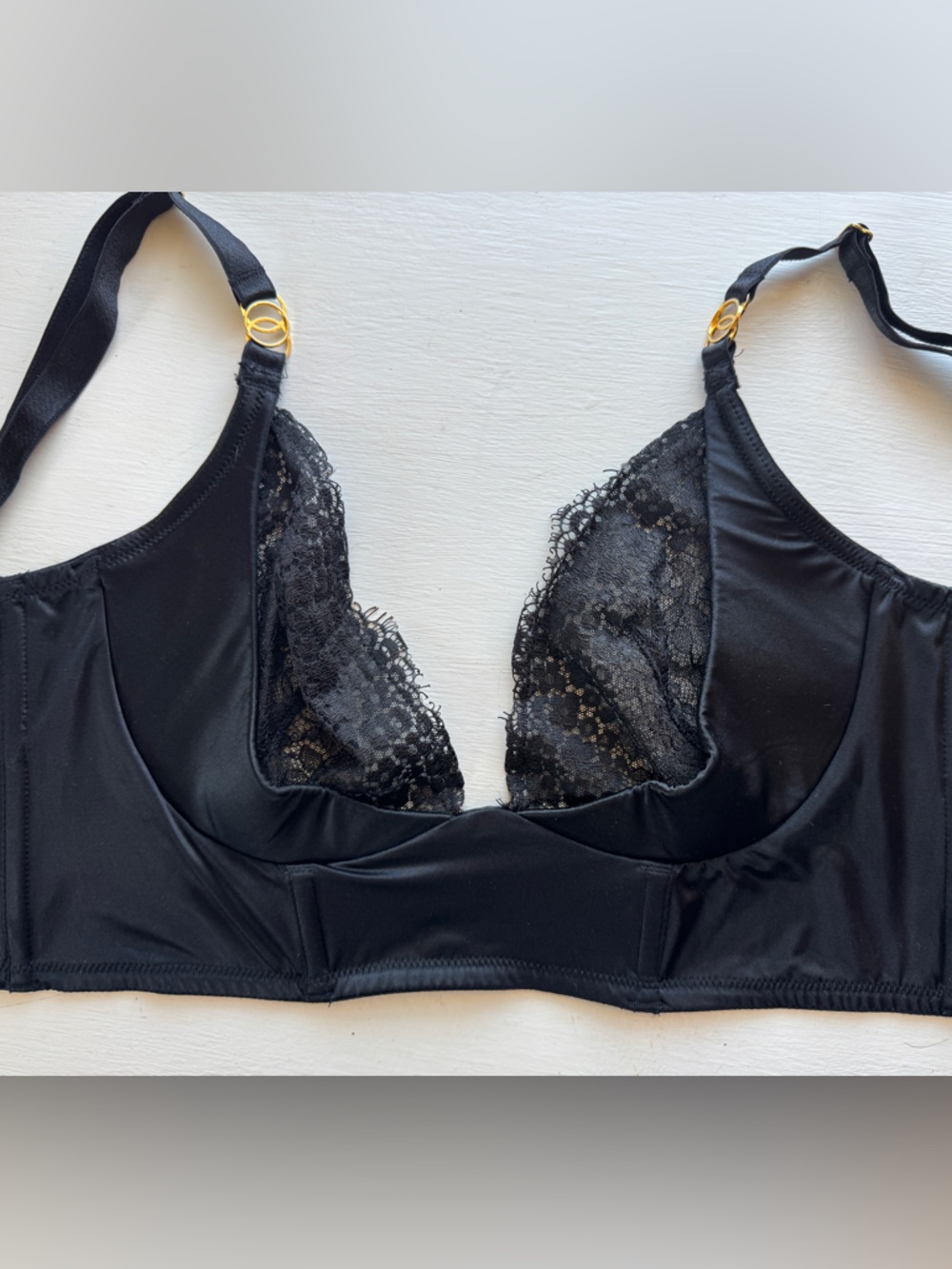 Victoria's Secret Very Sexy Black Longline Lace quarter cup Unlined Bra 32DDD
